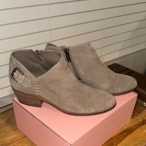 Vince Camuto Taupe Perforated Suede Ankle Booties size 7